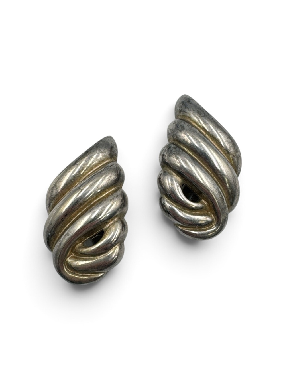 Vintage Givenchy Silver Tone Clip On Earrings Signed Paris New York Designer